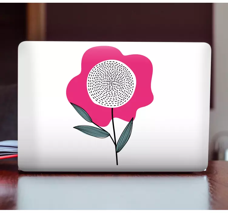 Pink flower with leaves laptop skins - TenStickers