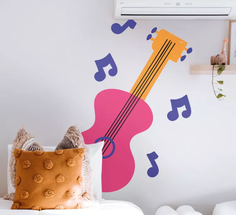 Pink guitar design teenage wall decals - TenStickers