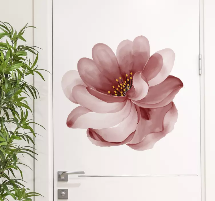 Pink rose design door sticker - TenStickers