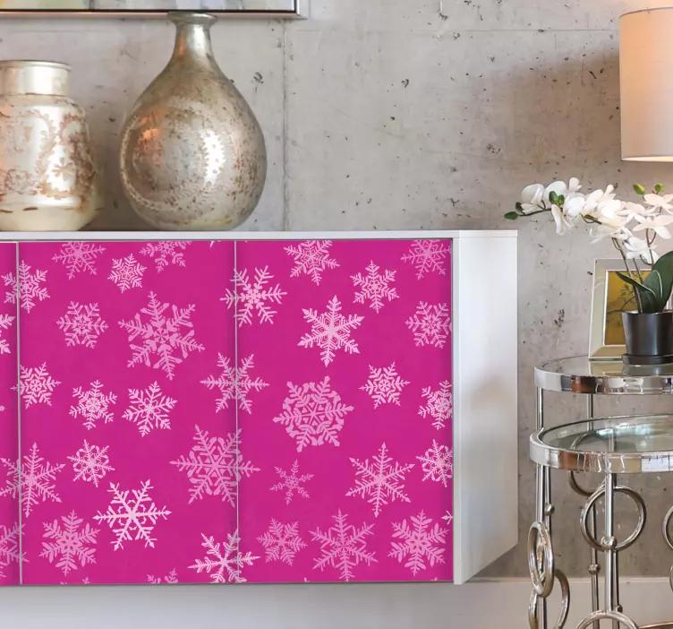 Pink snowflakes pattern Christmas decal - TenStickers