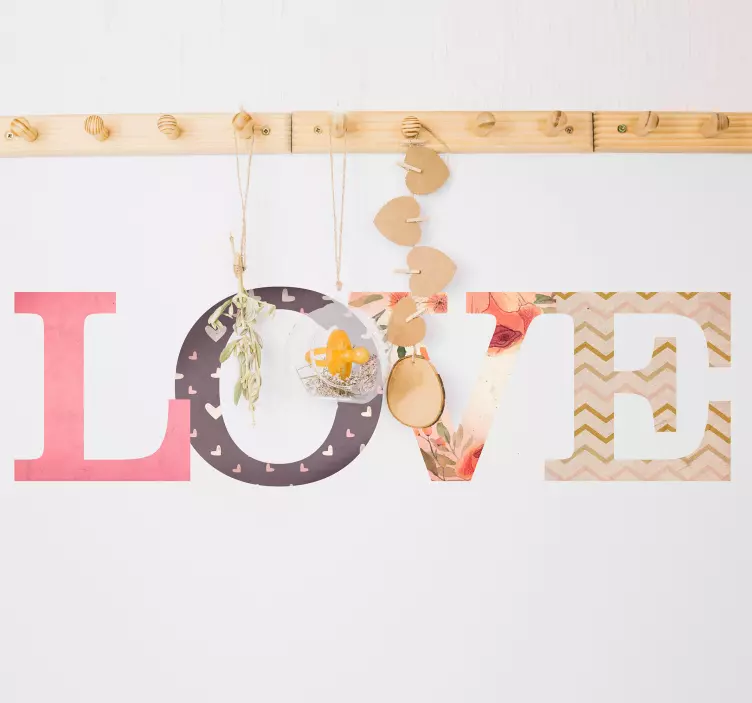 pink textures love sticker - TenStickers