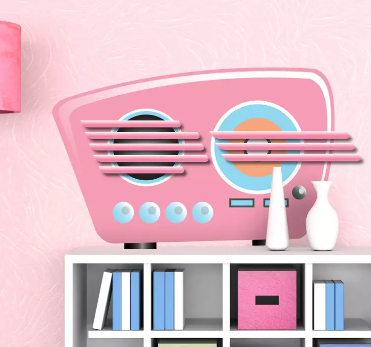Pink Vintage Radio Decorative Sticker - TenStickers