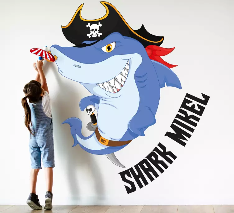 Pirate shark illustration children sticker - TenStickers