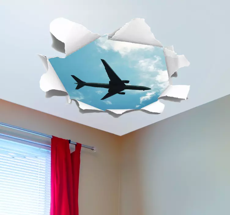 Plane on the sky visual effects wall sticker - TenStickers