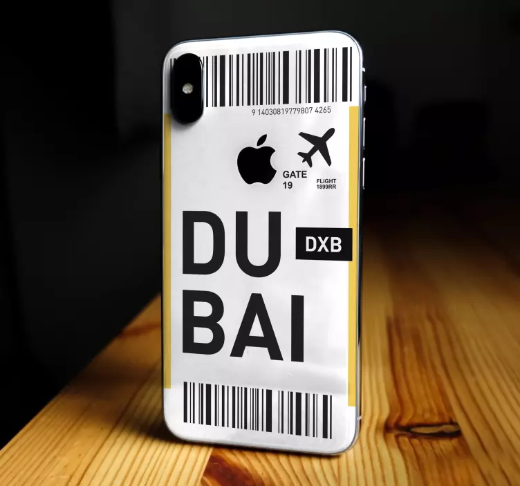 Plane ticket to Dubai iPhone sticker - TenStickers