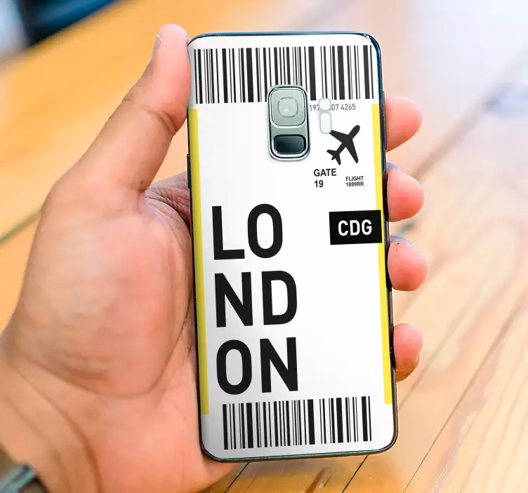 Plane ticket to London Samsung sticker - TenStickers