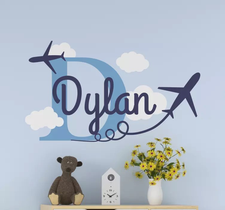 Plane with personalized name illustration decal - TenStickers