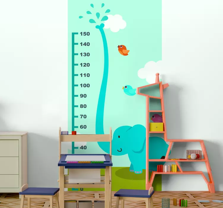 Playful Elephant Growth height chart wall sticker - TenStickers