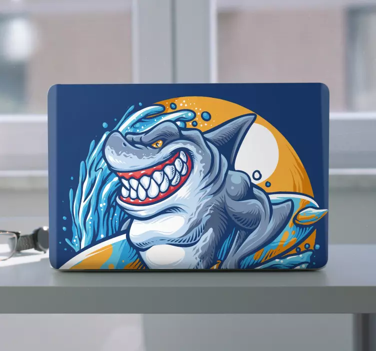 Laptop skin surfin shark design - TenStickers