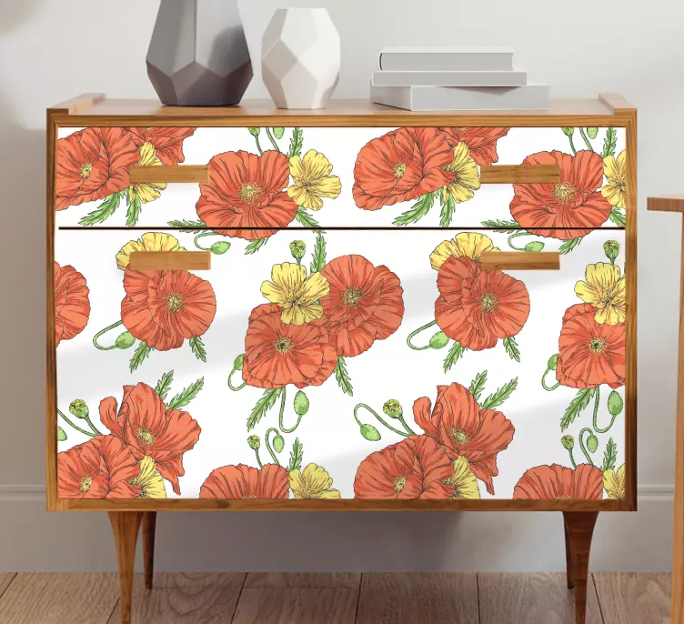 Poppy flowers furniture sticker - TenStickers