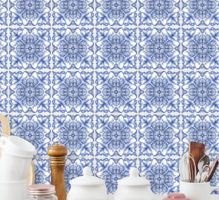 Portuguese cement tiles design wall sticker - TenStickers