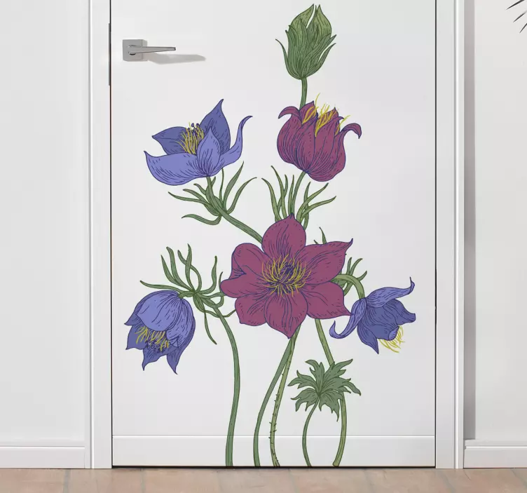 Pretty wild flowers door decal - TenStickers