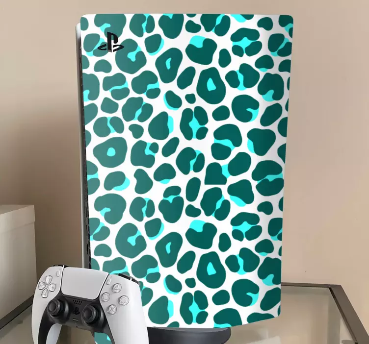 Ps5 skin blue leopard print design - TenStickers
