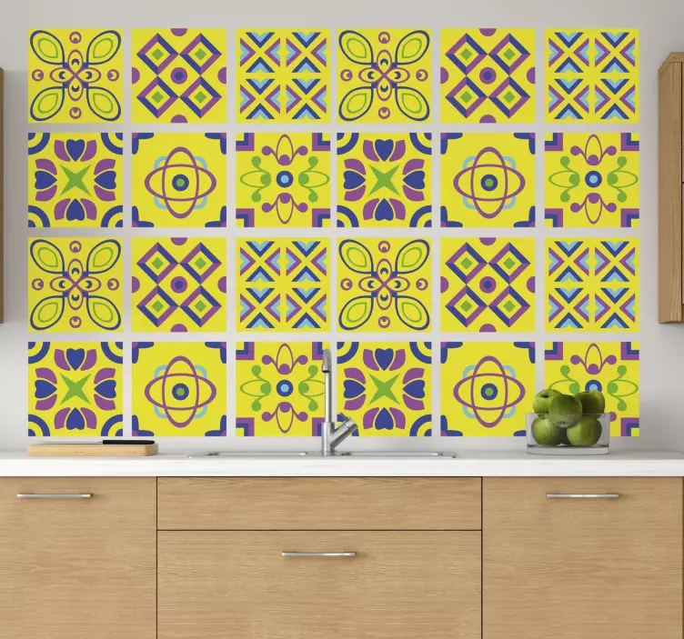 Psychedelic symmetries tile sticker - TenStickers