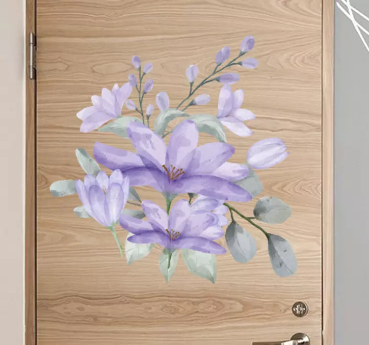 Purple flowers  door sticker - TenStickers