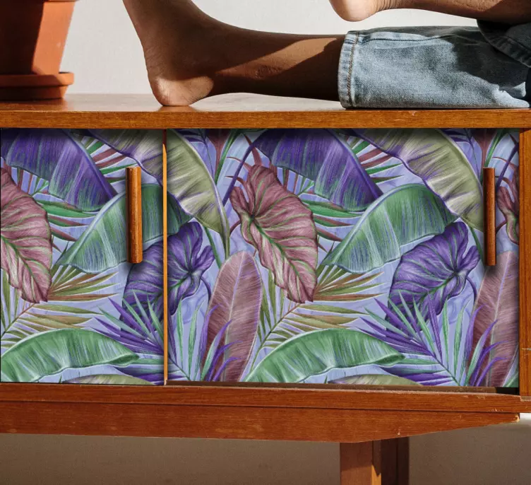 Purple leaves design furniture sticker - TenStickers