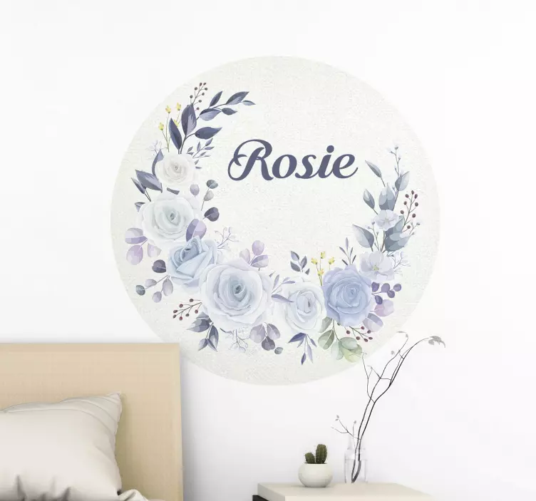 Purple meadow floral frame flower wall sticker - TenStickers