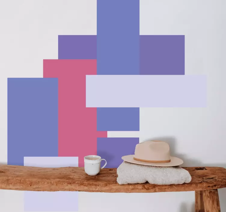 Purple shades color blocks wall  decal - TenStickers