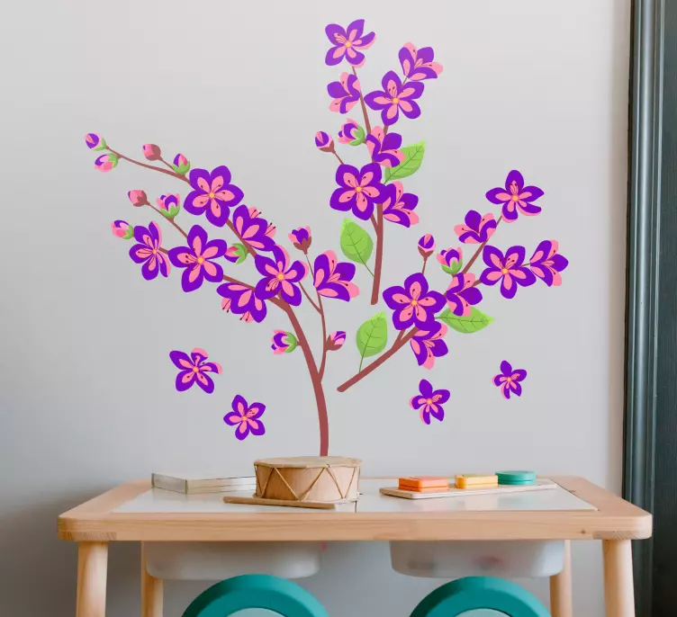 Purple spring's tree flower wall sticker - TenStickers
