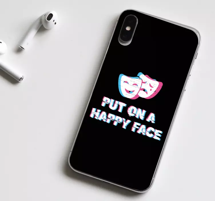 Put on a happy face design iPhone sticker - TenStickers