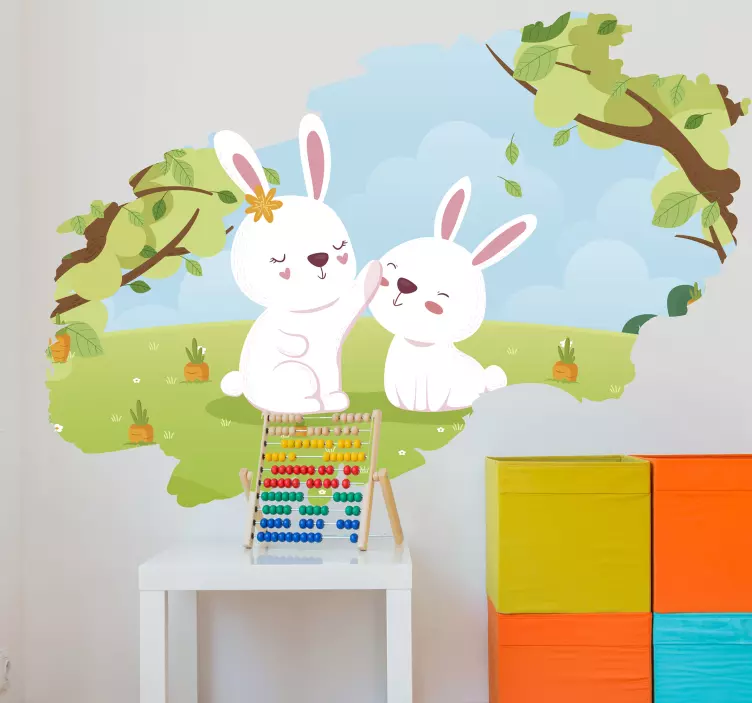 Rabbits illustration sticker - TenStickers