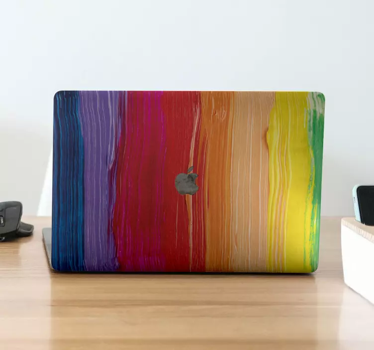 Rainbow paint trails laptop decal - TenStickers