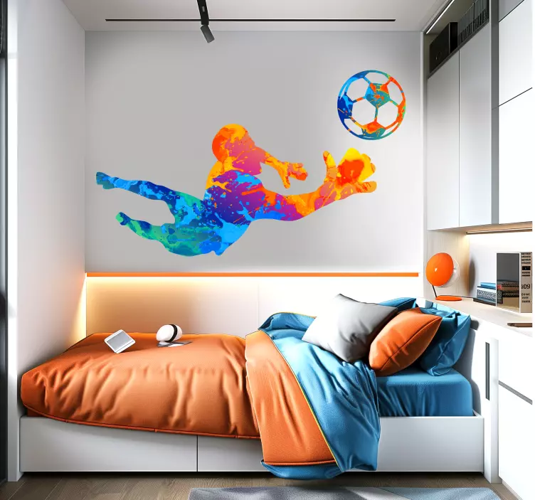 Rainbow soccer goalkeeper football wall sticker - TenStickers