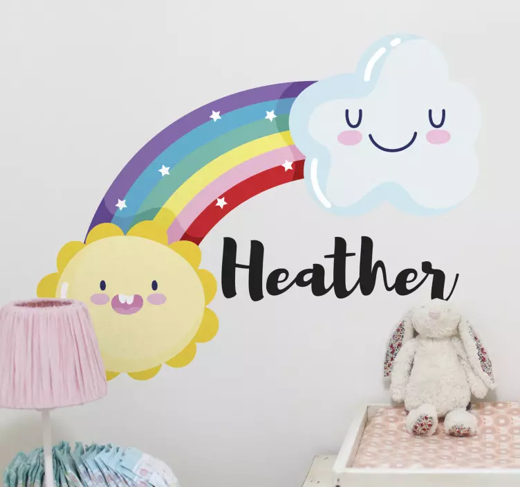 Rainbow sparkling clouds and sun sticker - TenStickers