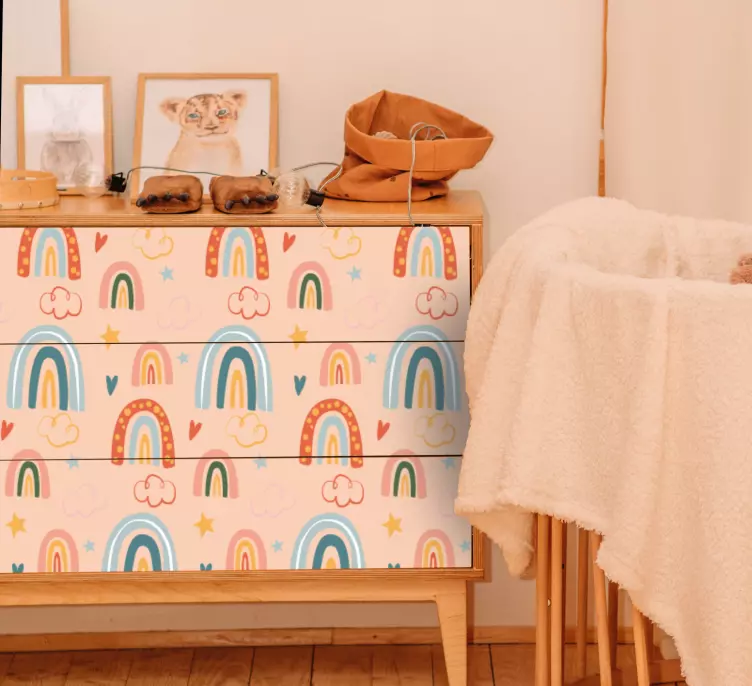 Rainbow theme pastel colors furniture sticker - TenStickers