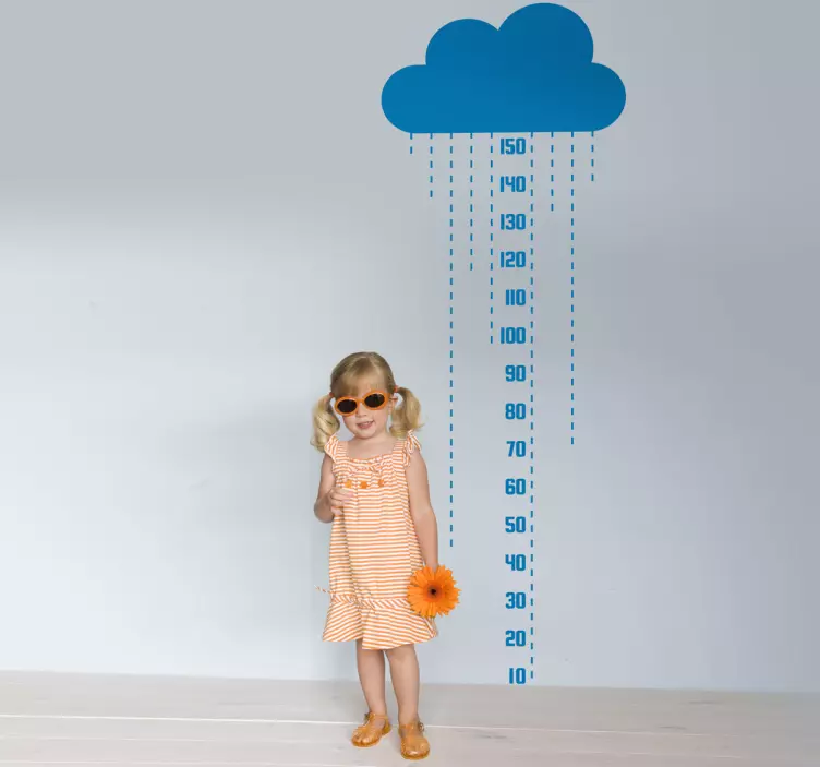 Rainy Cloud Height Chart Sticker - TenStickers