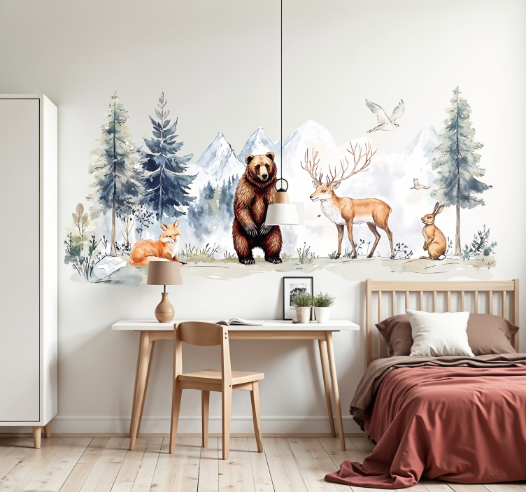 Realistic drawn forest wall sticker - TenStickers