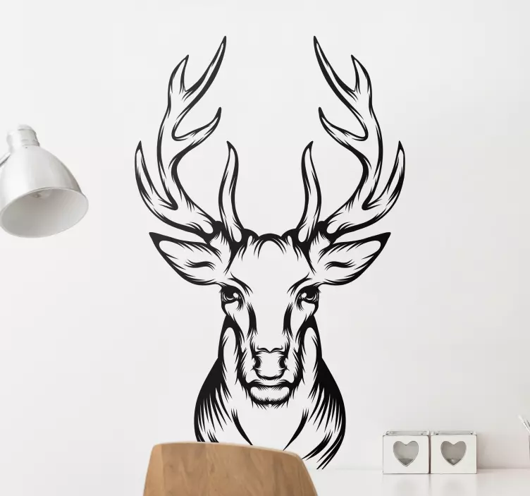 Realistic stag head animal wall sticker - TenStickers