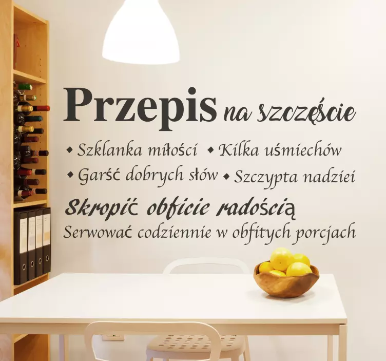 Recipe for good luck PL recipe wall sticker - TenStickers