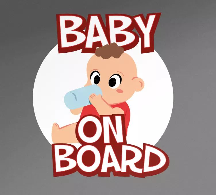Red and white design baby on board sticker - TenStickers