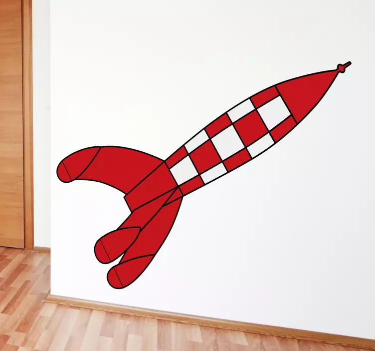Red and white rocket space wall sticker - TenStickers