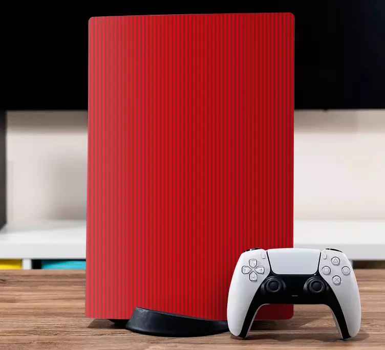 Red colour with stripes PS5 sticker - TenStickers