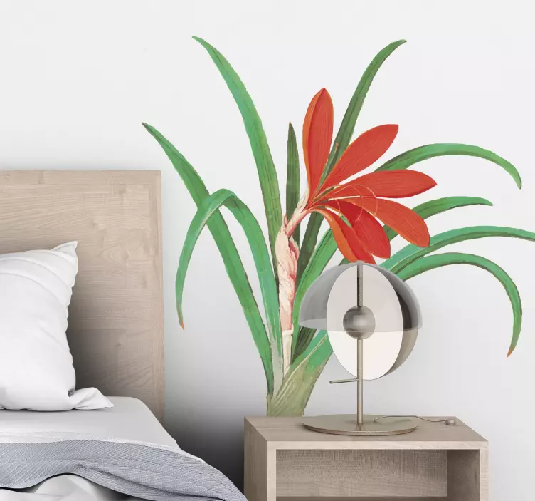 Red crocus vintage style flower wall sticker - TenStickers