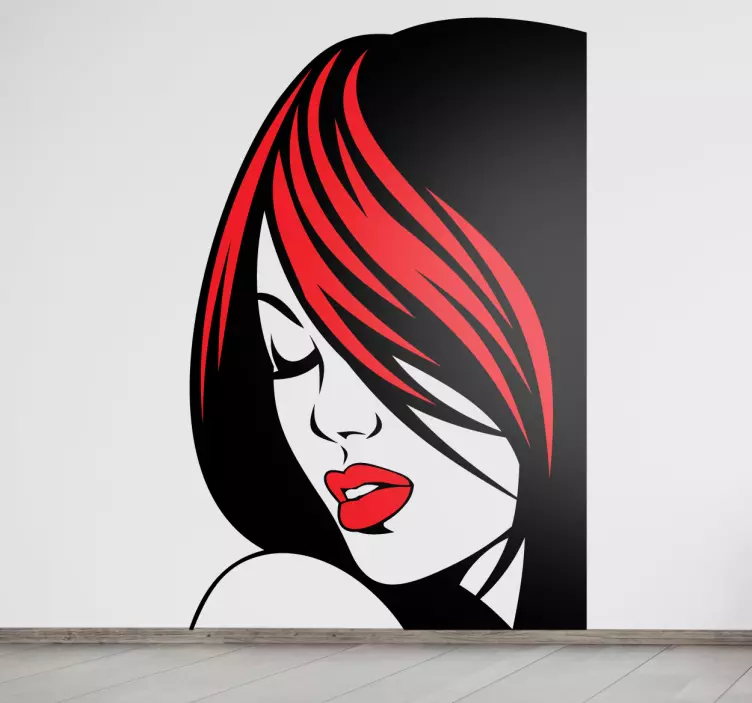 Red Hair and Lips Sticker - TenStickers