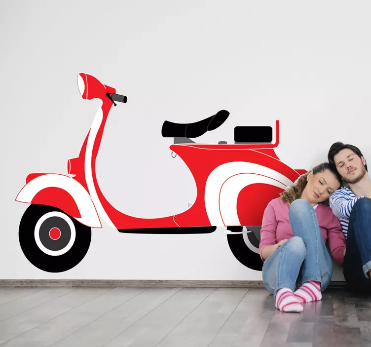 Red Vespa Decorative Sticker - TenStickers