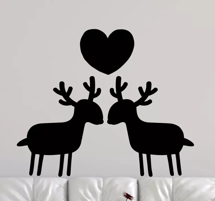 Reindeer Love Heart farm animal sticker - TenStickers