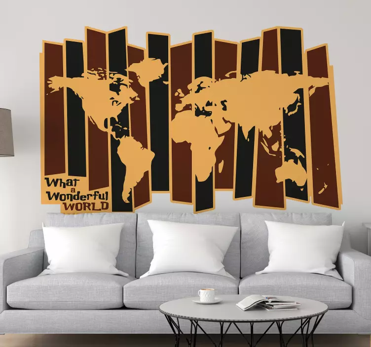 Retro style world map wall sticker - TenStickers