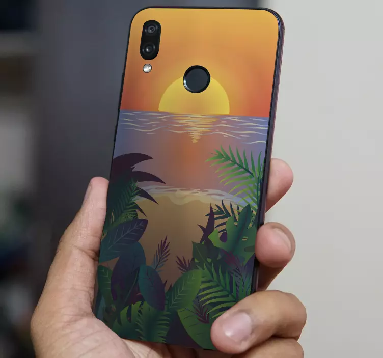 Retro Sun Bearch Huawei sticker - TenStickers