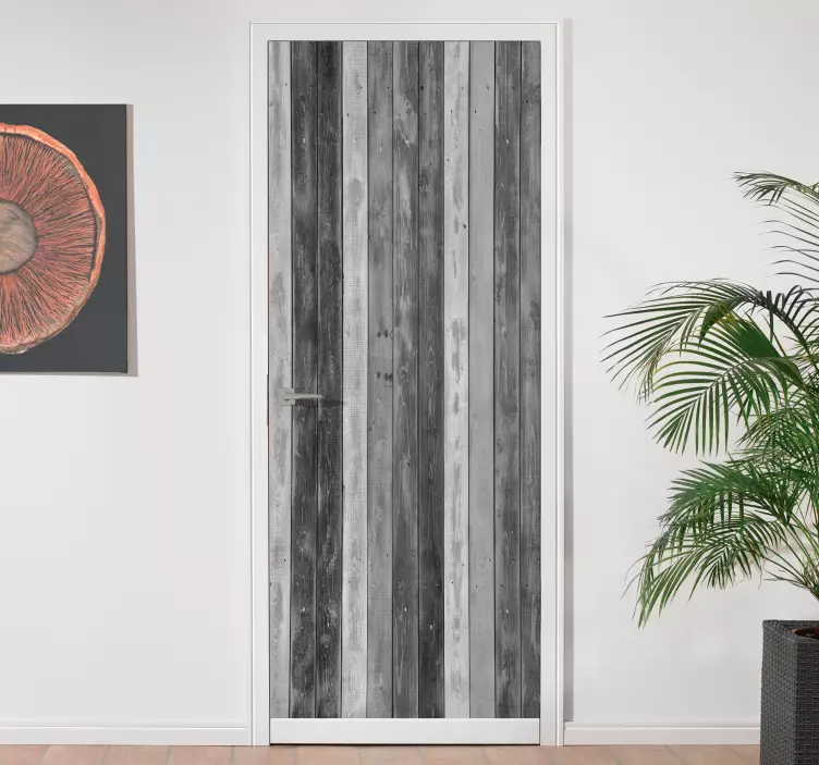 Rustic gray wooden planks door sticker - TenStickers