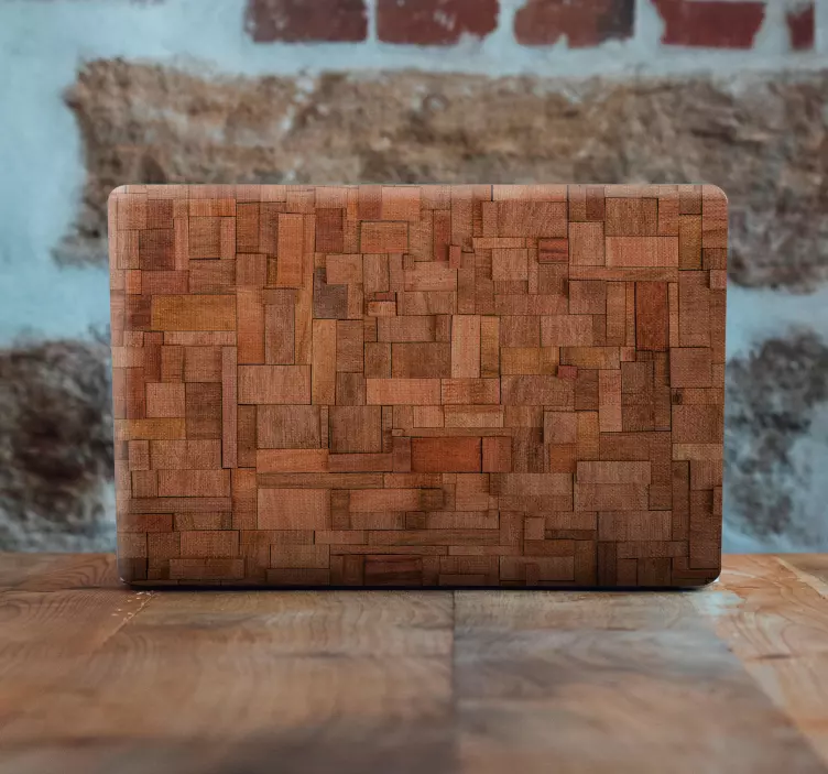 Rustic irregular wood bricks laptop skins - TenStickers