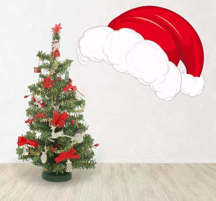 Santa Christmas Hat Wall Sticker - TenStickers