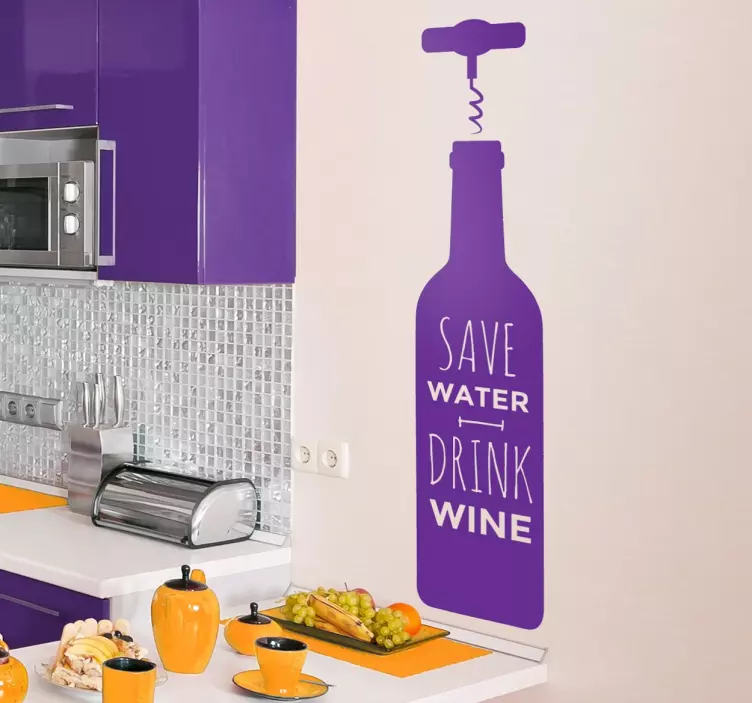 Save Water Drink Wine Wall Sticker - TenStickers