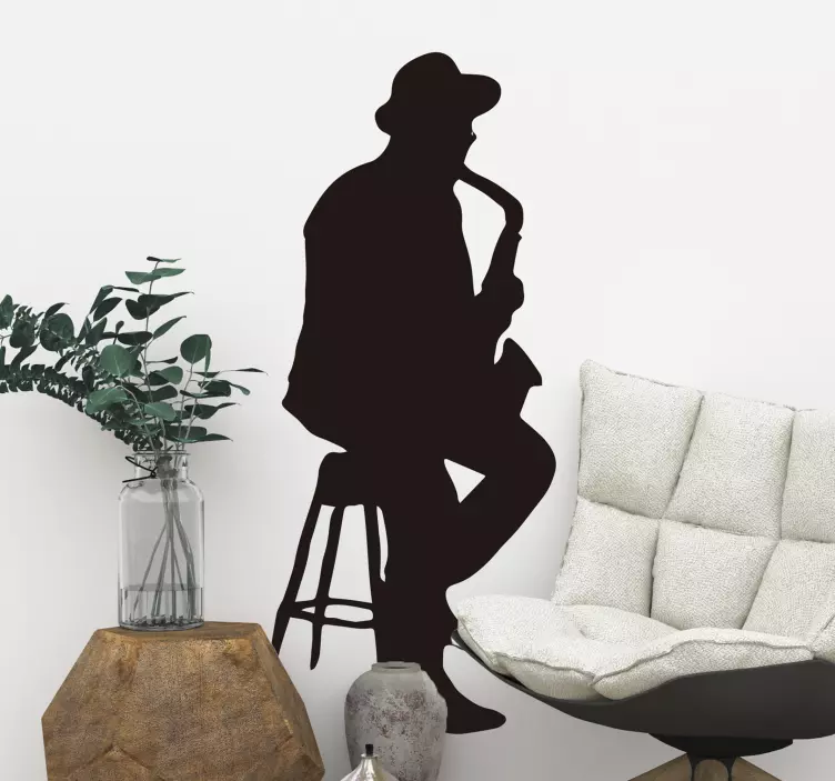 Saxophonist Silhouette musical stickers - TenStickers