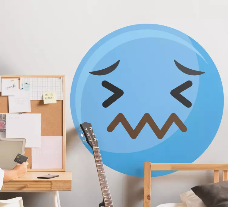 Scared emoji design wall sticker - TenStickers