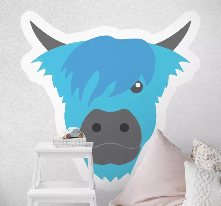 Scottish blue cow farm animal wall sticker - TenStickers