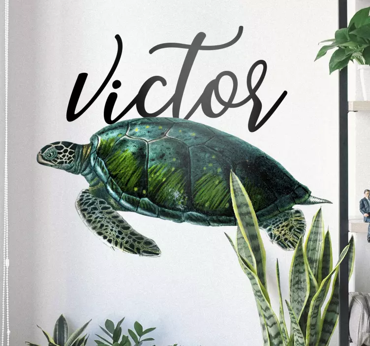 Sea turtle with name animal wall sticker - TenStickers